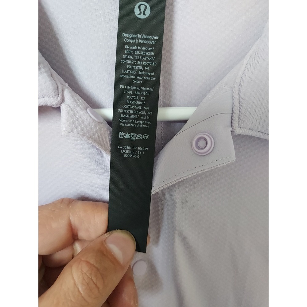 Lululemon Logo Sport Polo Shirt Mens XS Short Sleeve Athletic Purple Preppy - Picture 5 of 9